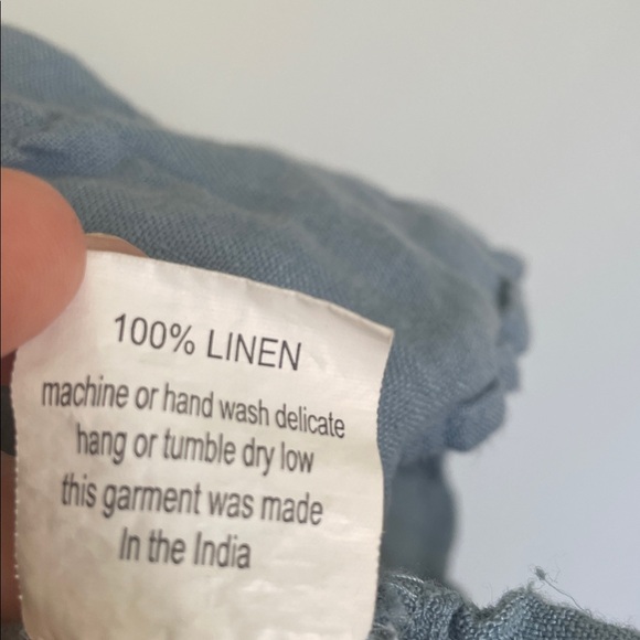 Heart’s desire lagenlook blue linen, ruffle pin tech tank top XL - Picture 4 of 9